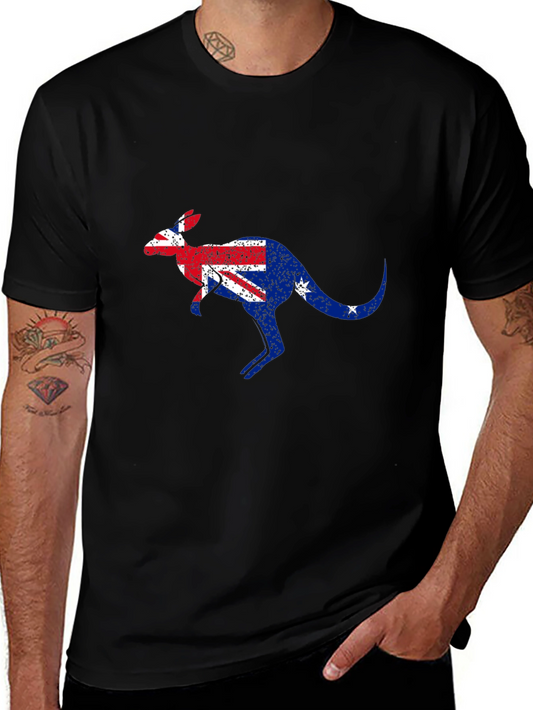 Australian Flag Kangaroo Black T-Shirt