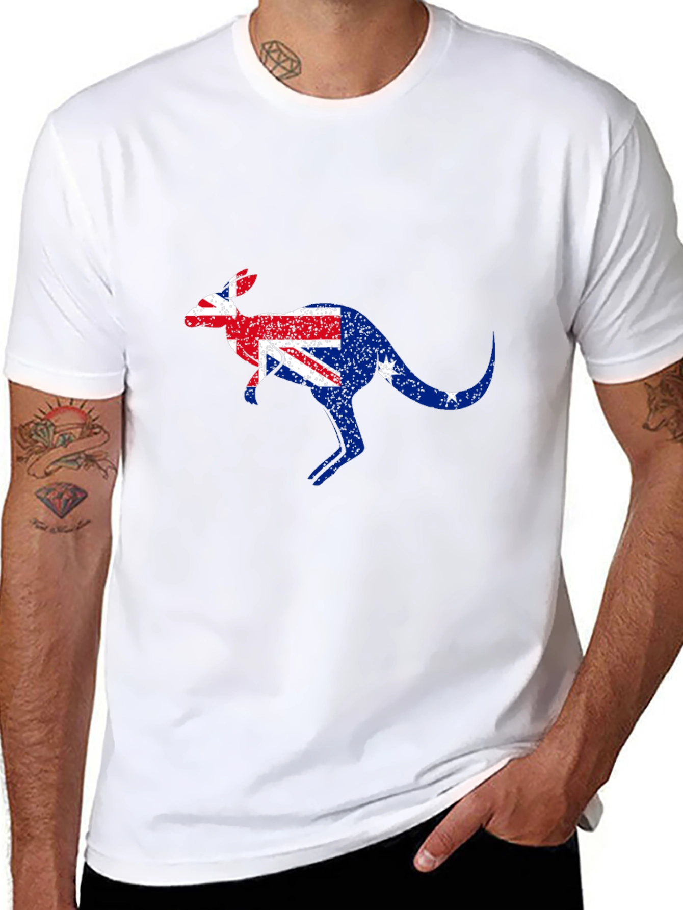 Australian Flag Kangaroo Black T-Shirt