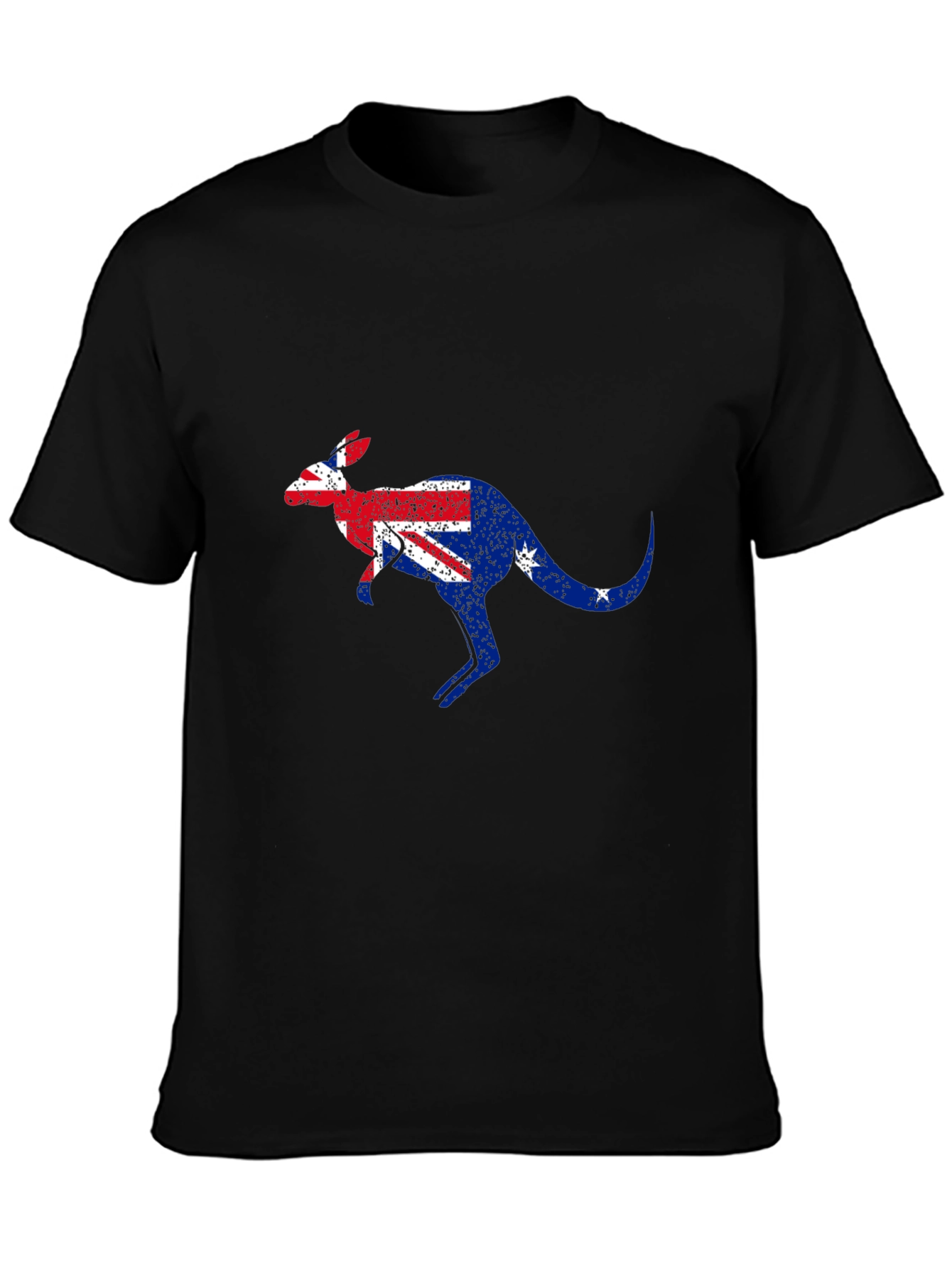Australian Flag Kangaroo Black T-Shirt