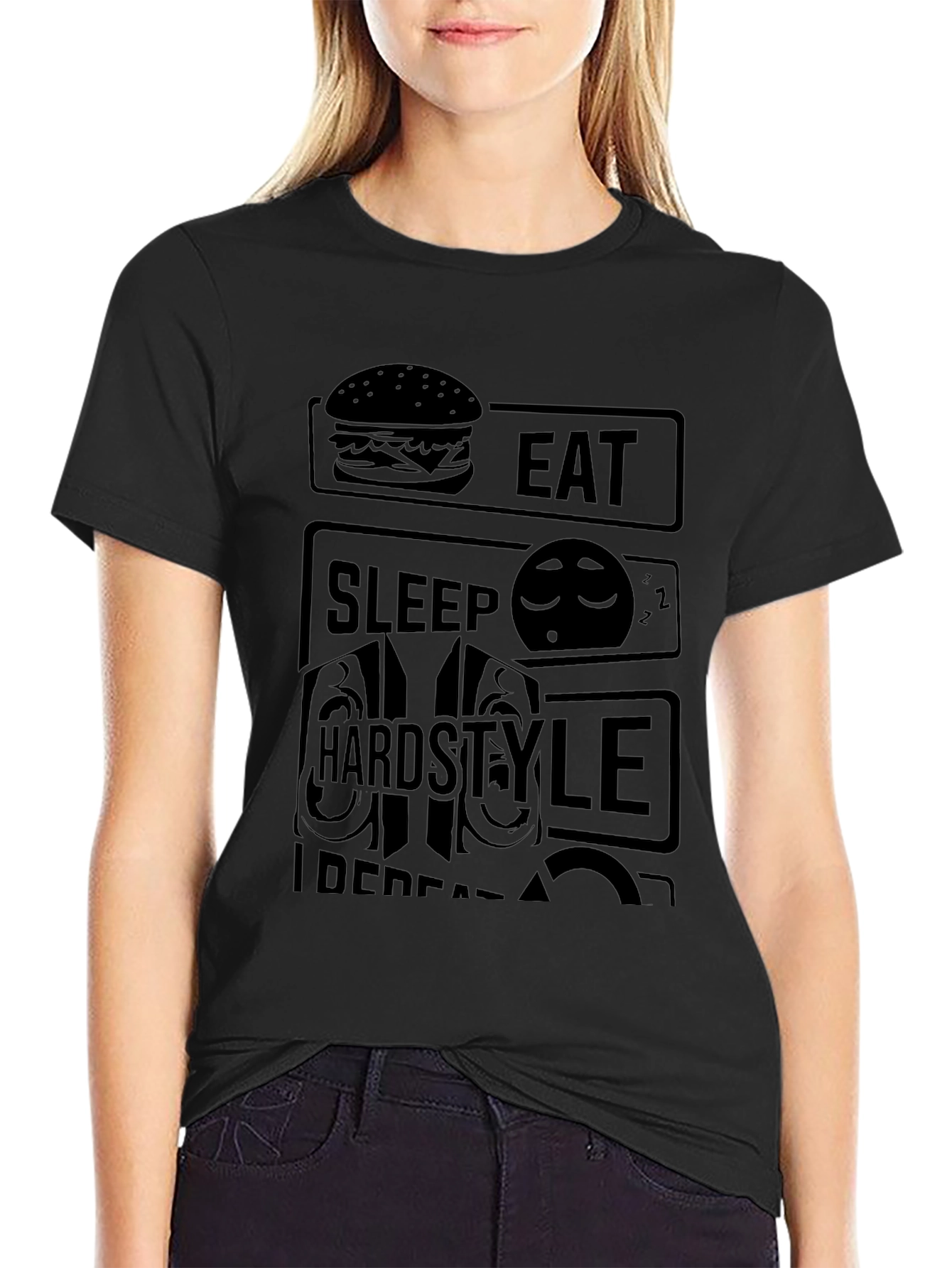Eat Sleep Hardstyle Repeat Black T-Shirt