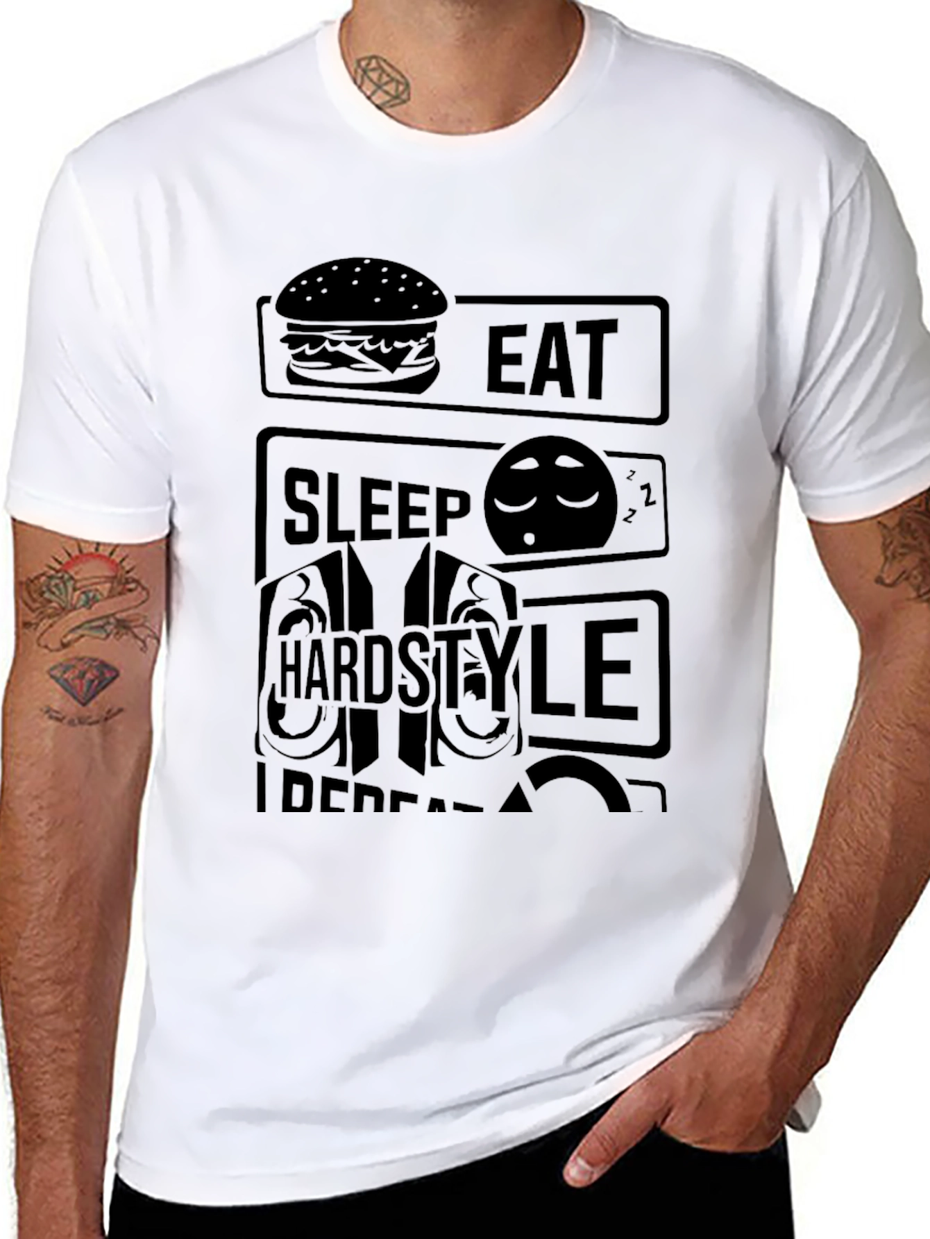 Eat Sleep Hardstyle Repeat Black T-Shirt