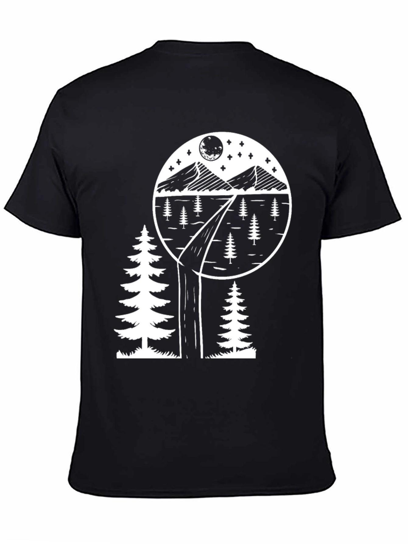 Nature Scene Graphic Tee - Black