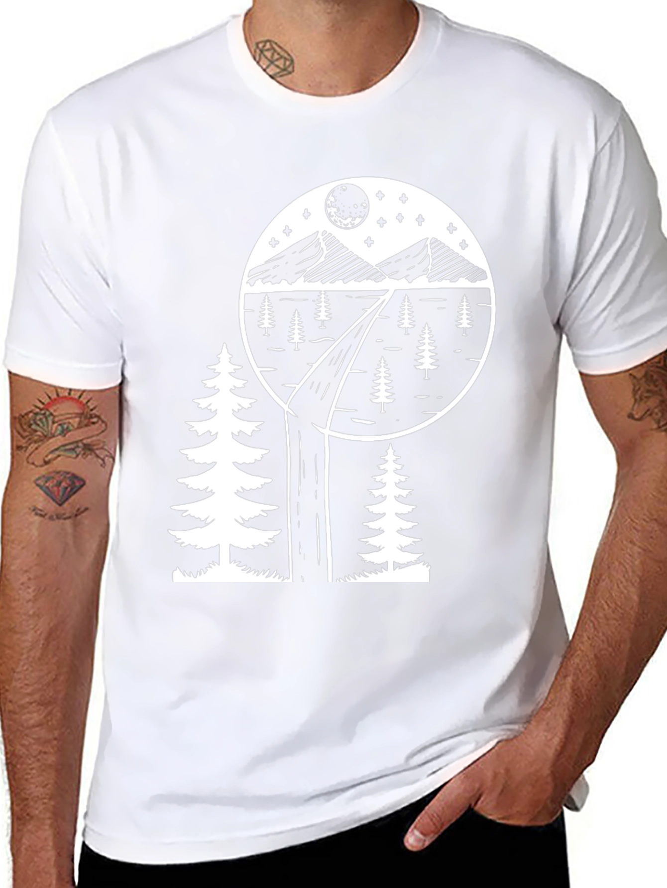 Nature Scene Graphic Tee - Black
