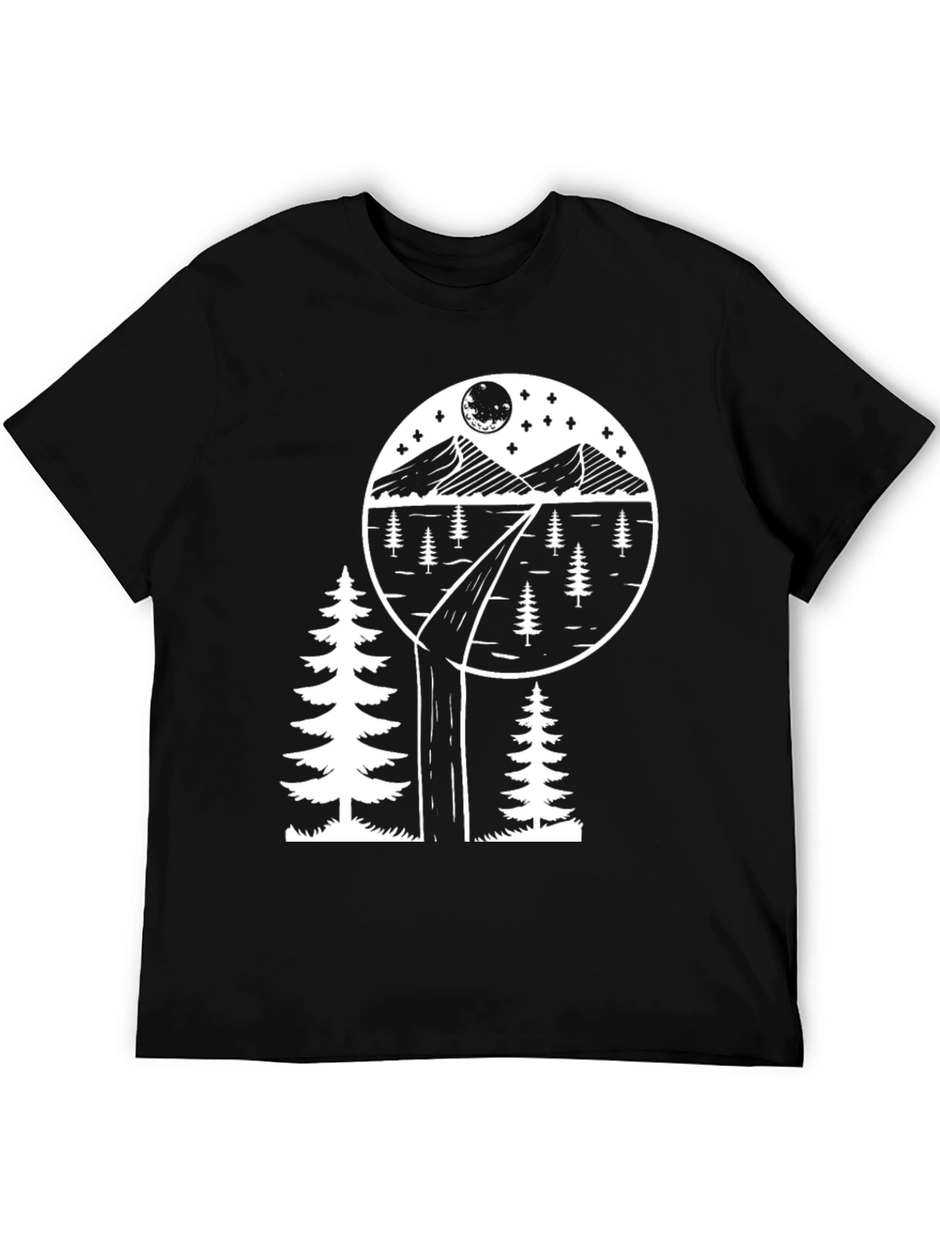 Nature Scene Graphic Tee - Black