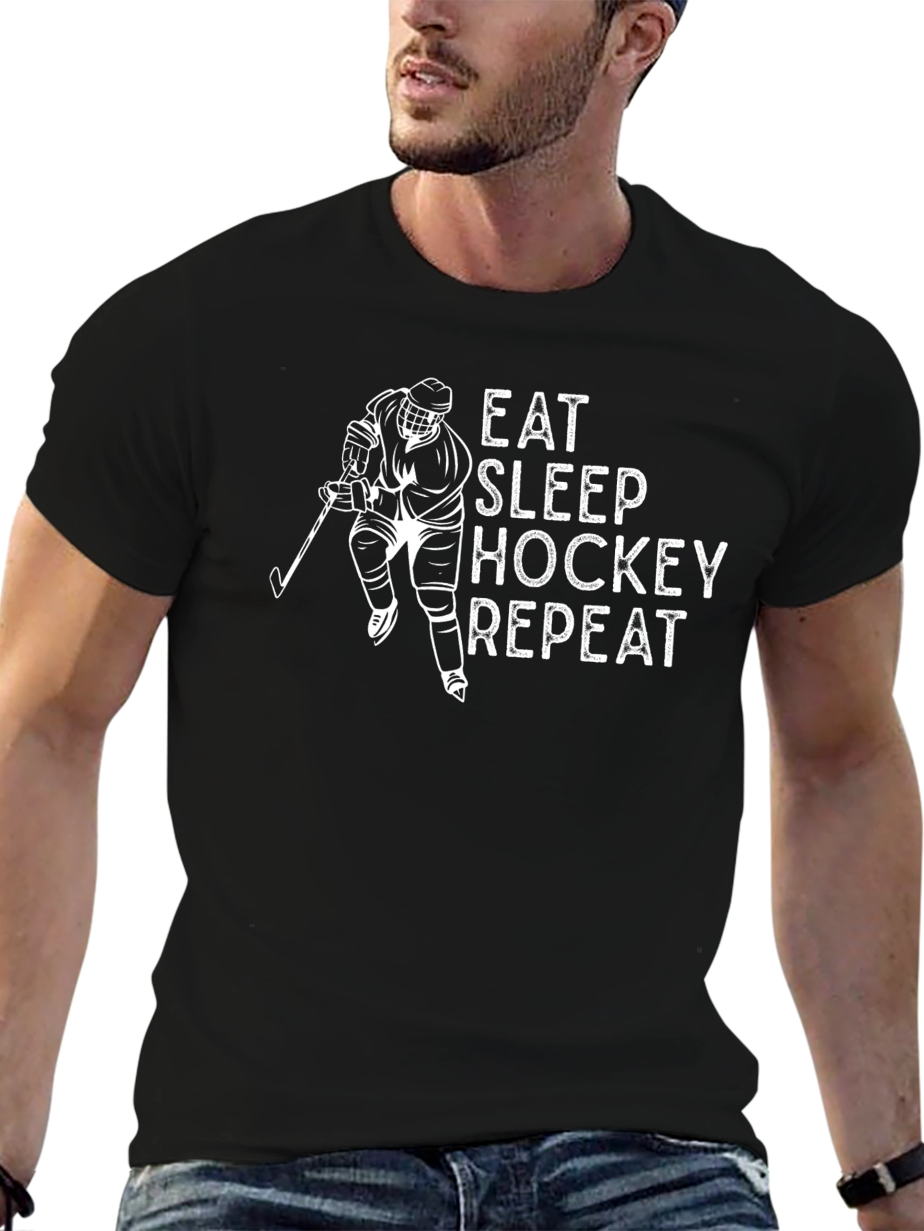 Eat Sleep Hockey Repeat Graphic Tee