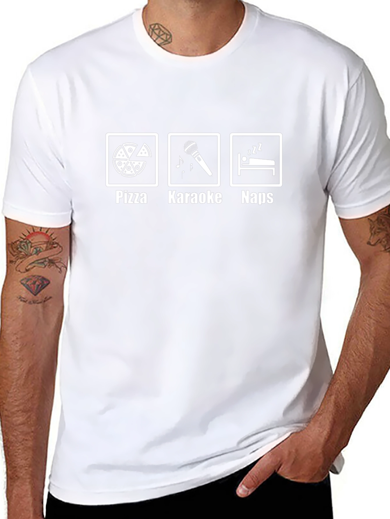 Pizza Karaoke Naps Black T-Shirt