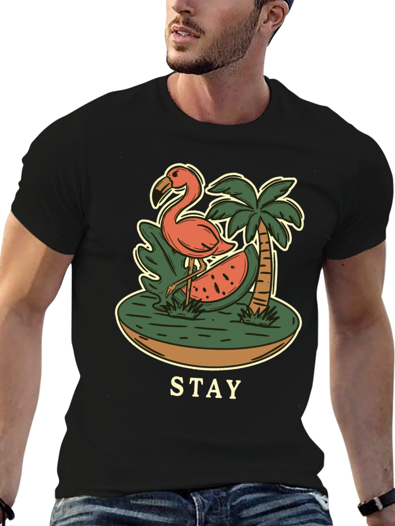 Stay Tropical Graphic Tee - Flamingo Summer T-Shirt