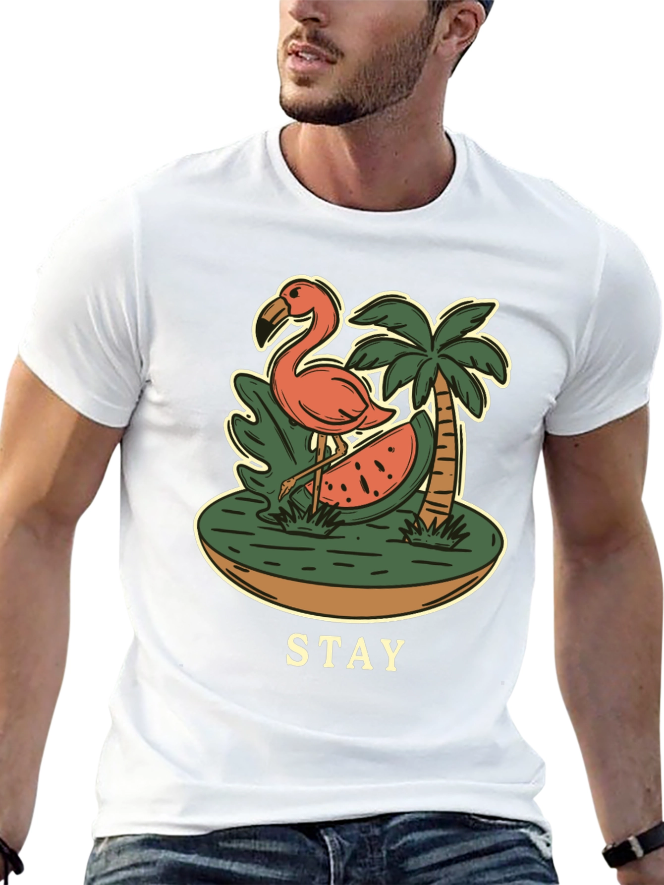 Stay Tropical Graphic Tee - Flamingo Summer T-Shirt