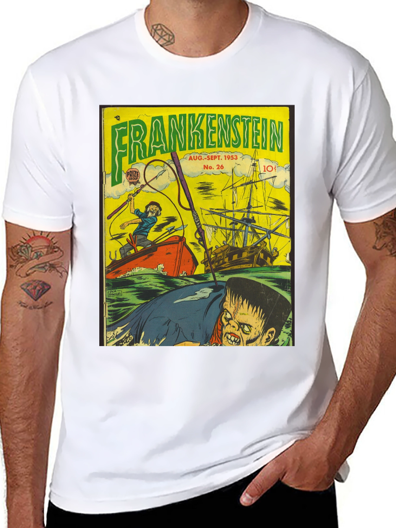 Frankenstein Comic Book Cover Graphic T-Shirt