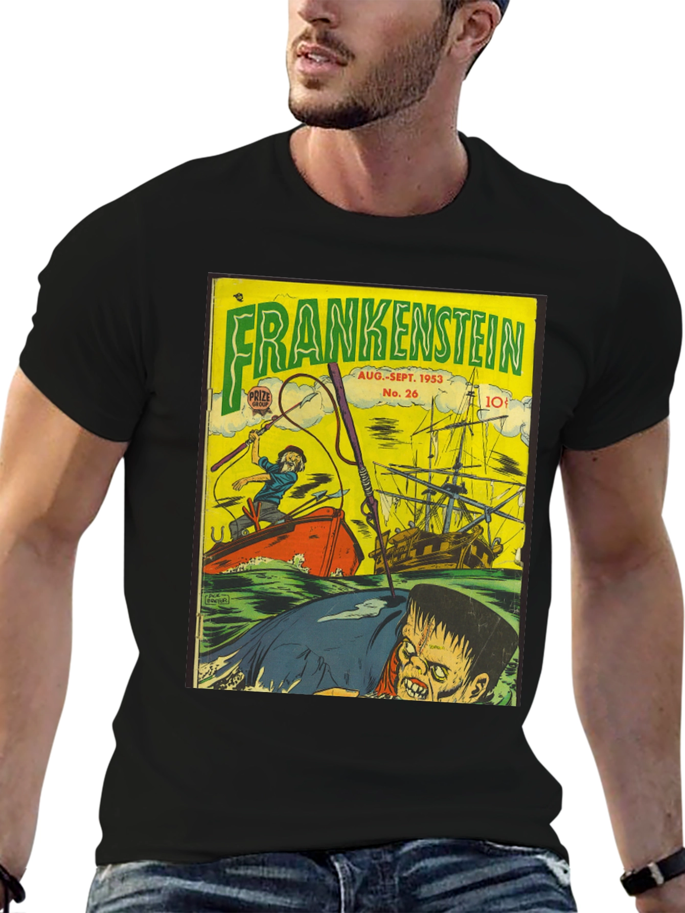 Frankenstein Comic Book Cover Graphic T-Shirt