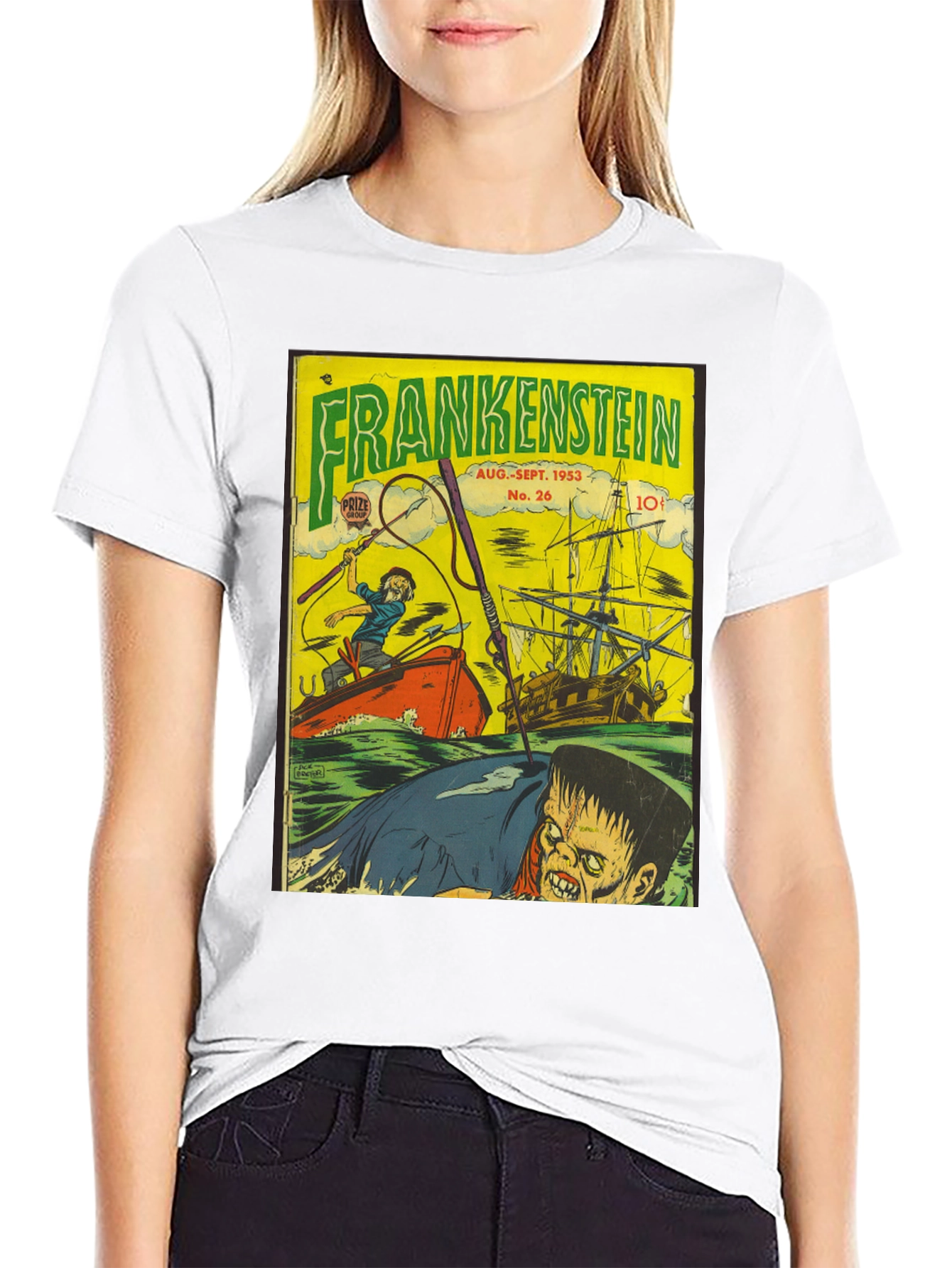Frankenstein Comic Book Cover Graphic T-Shirt