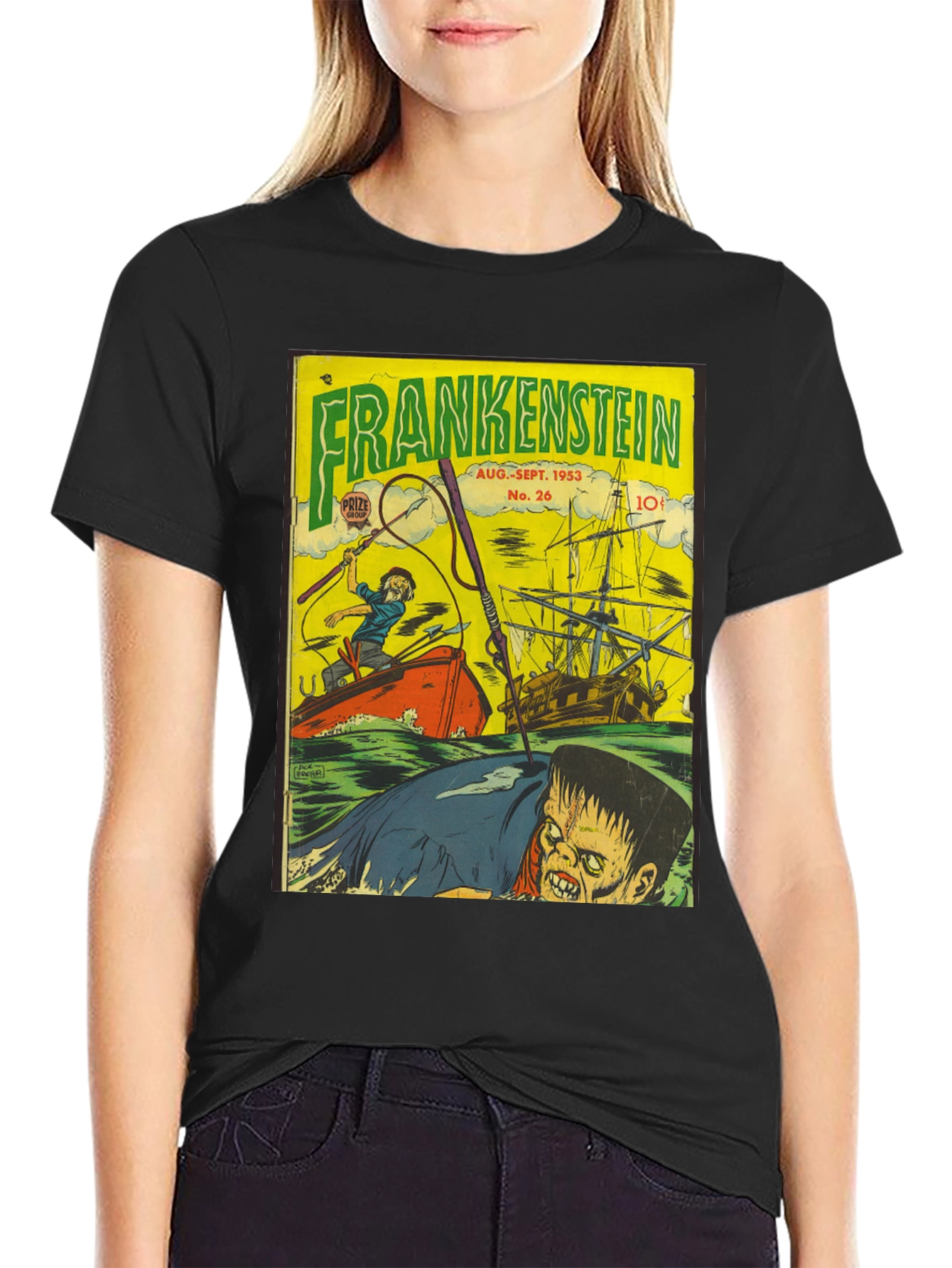 Frankenstein Comic Book Cover Graphic T-Shirt