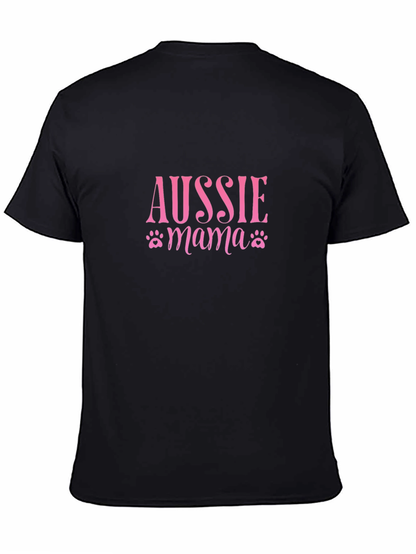 Aussie Mama Pink Paw Print Black T-Shirt
