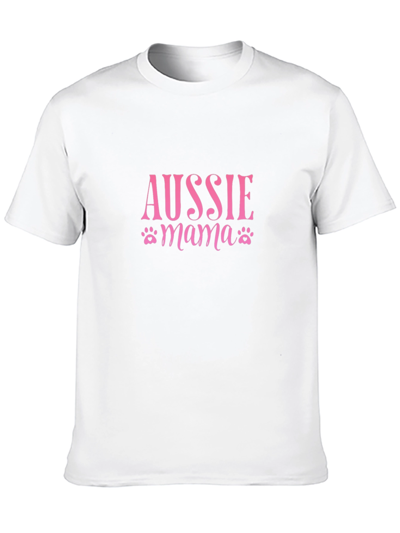 Aussie Mama Pink Paw Print Black T-Shirt