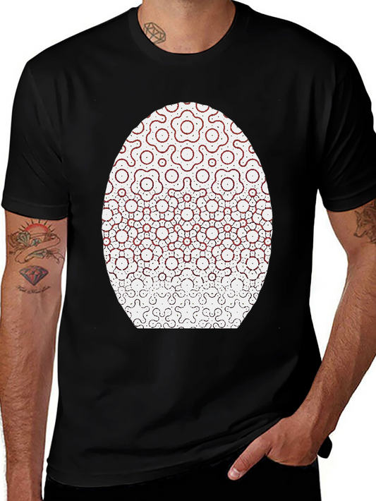 Modern Geometric Flower Pattern Black T-Shirt