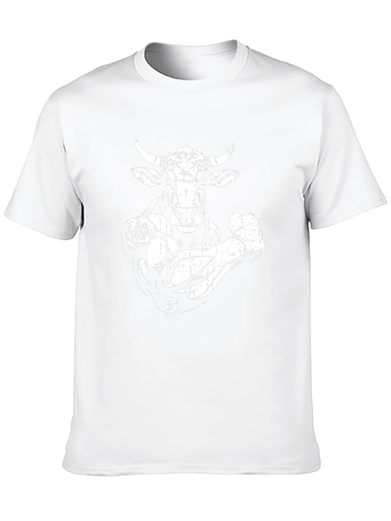 Muscled Bull I Love Mom Graphic Black T-Shirt
