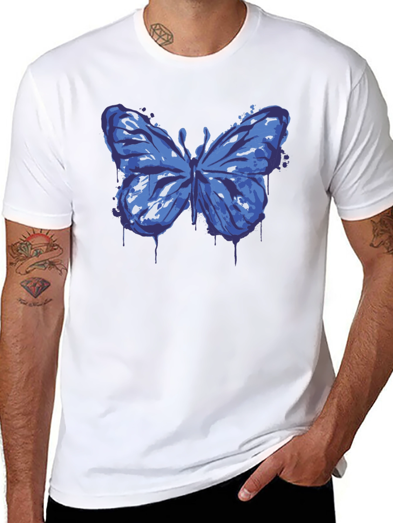 Butterfly Graphic Print Black T-Shirt