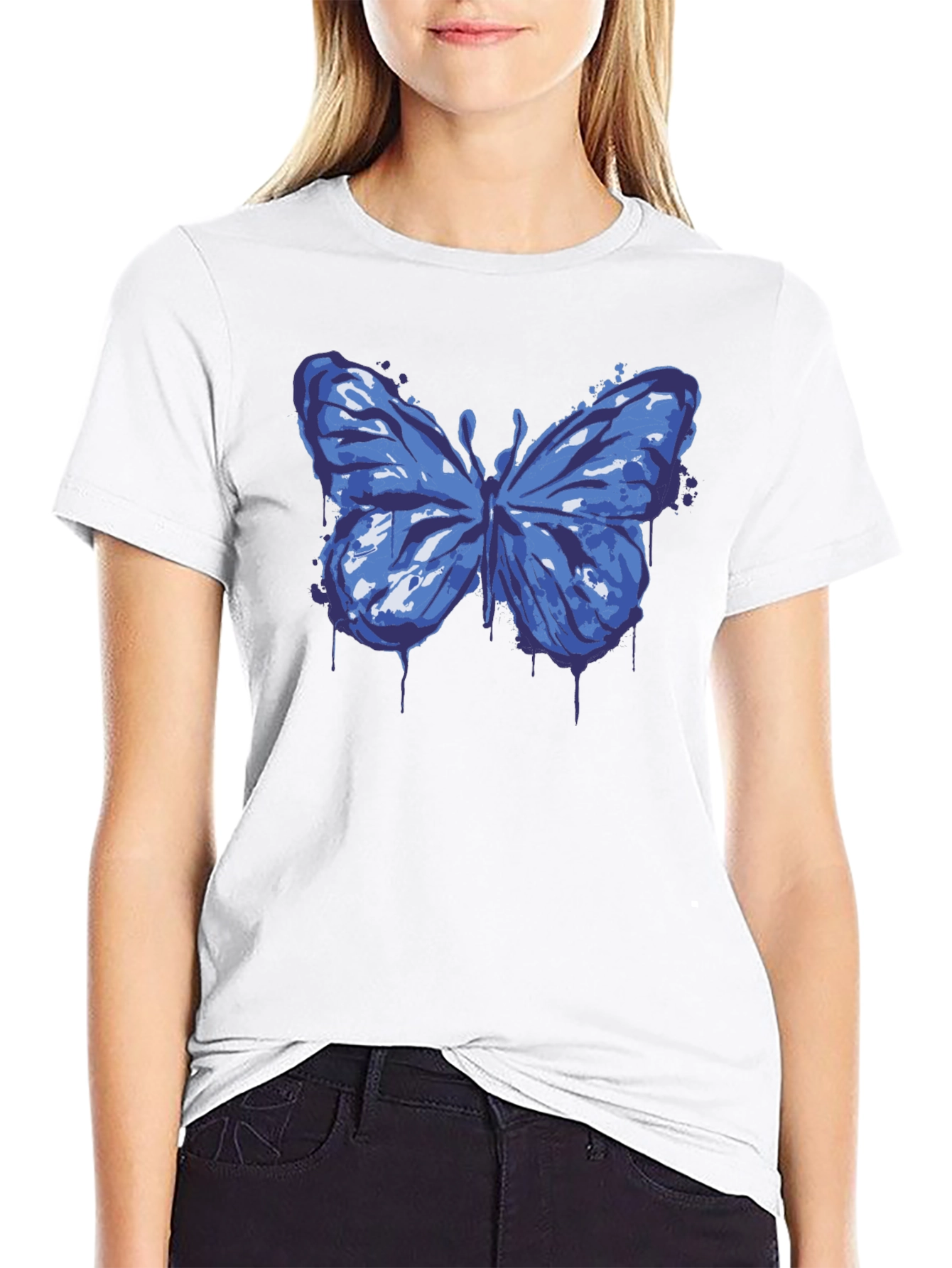Butterfly Graphic Print Black T-Shirt