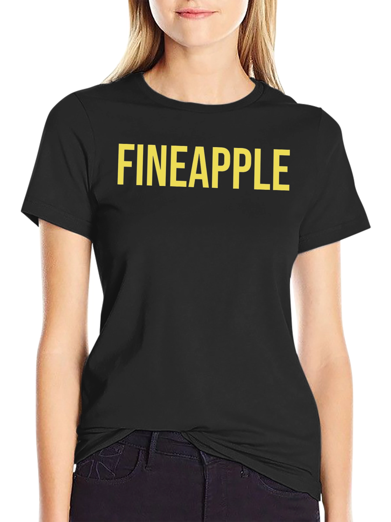 Fineapple Graphic Tee - Black Cotton Blend T-Shirt