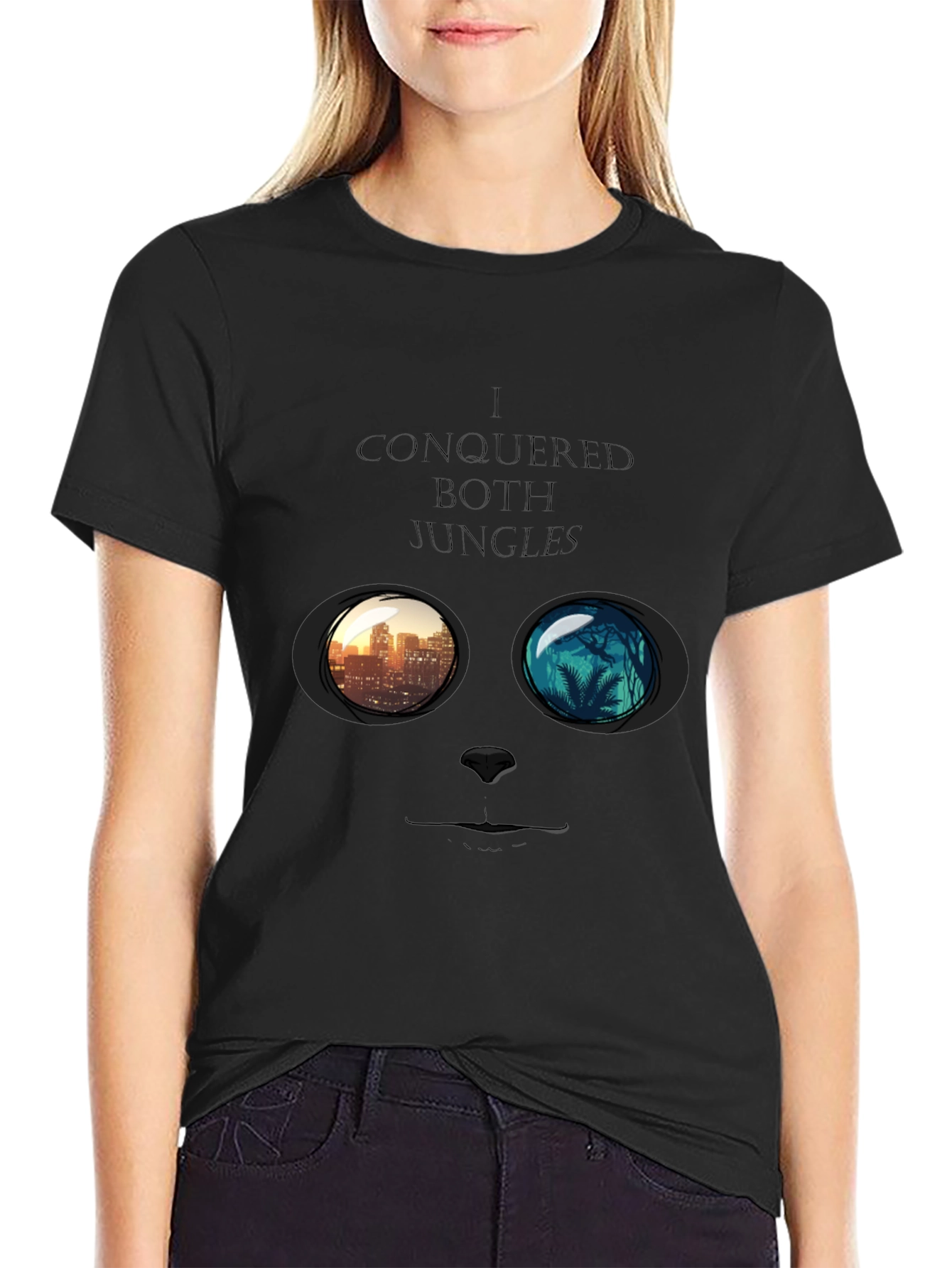 I Conquered Both Jungles Novelty Graphic T-Shirt