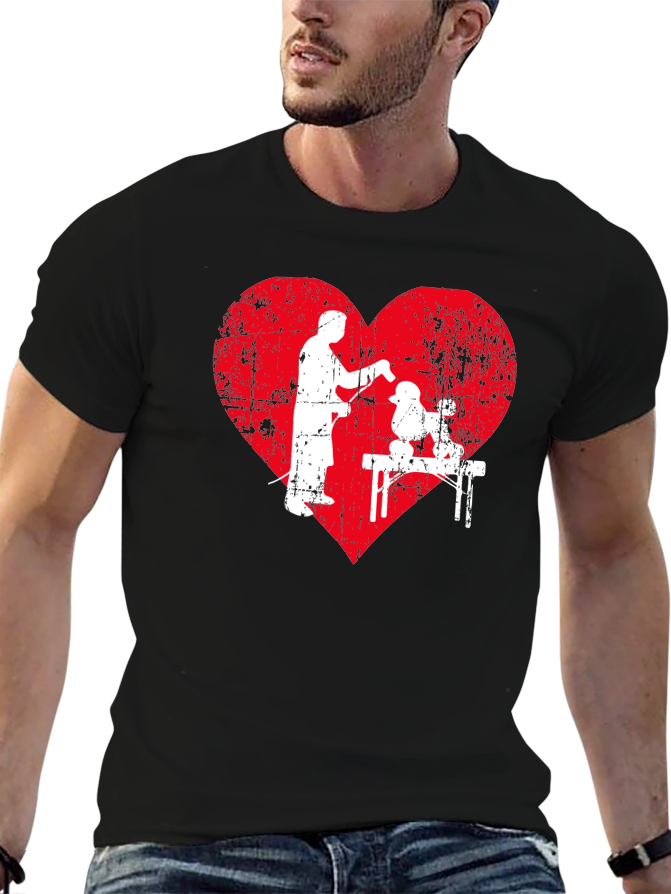 Dog Groomer Heart Graphic T-Shirt