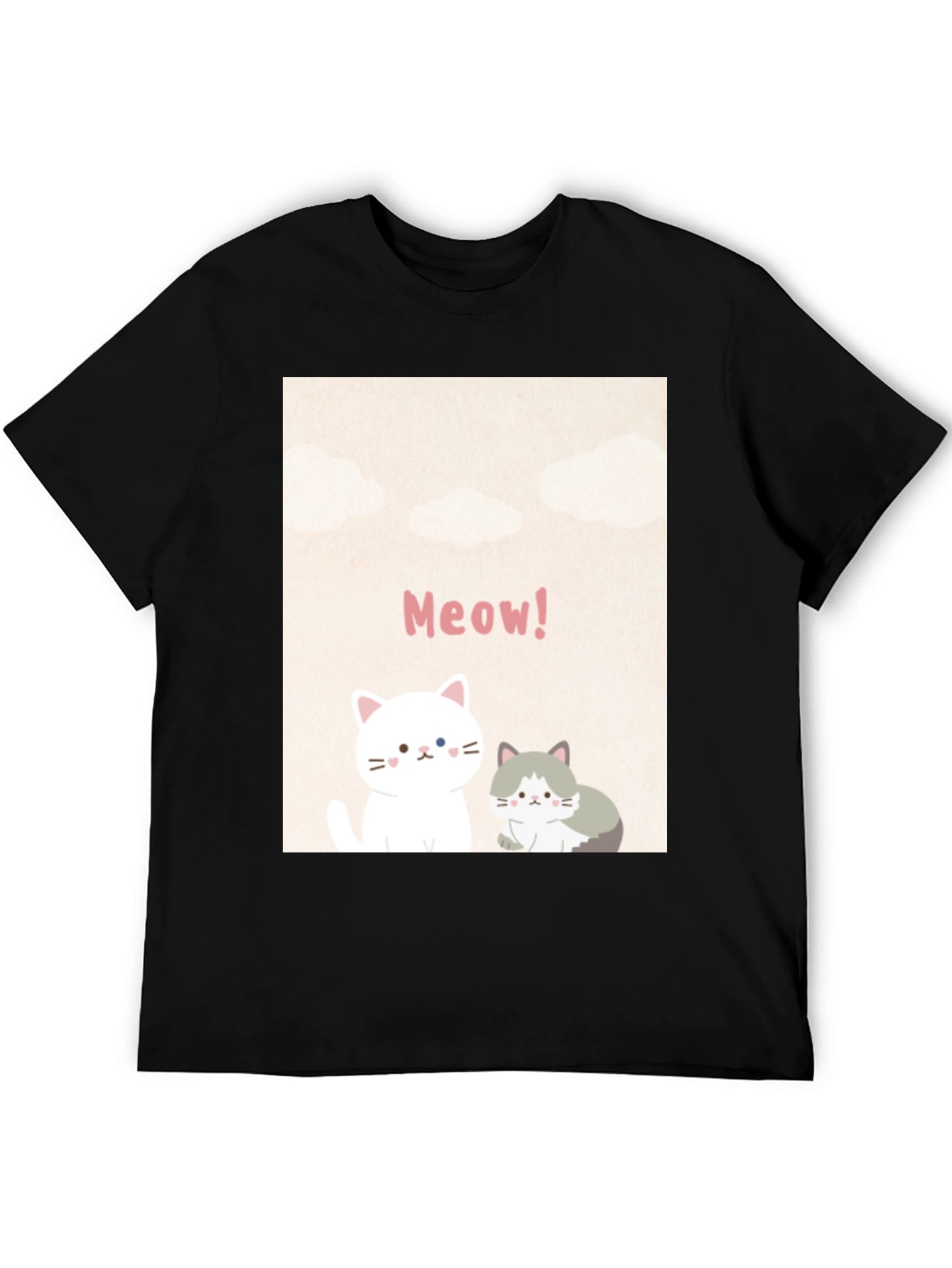 Cute Cartoon Cats Meow! Black T-Shirt