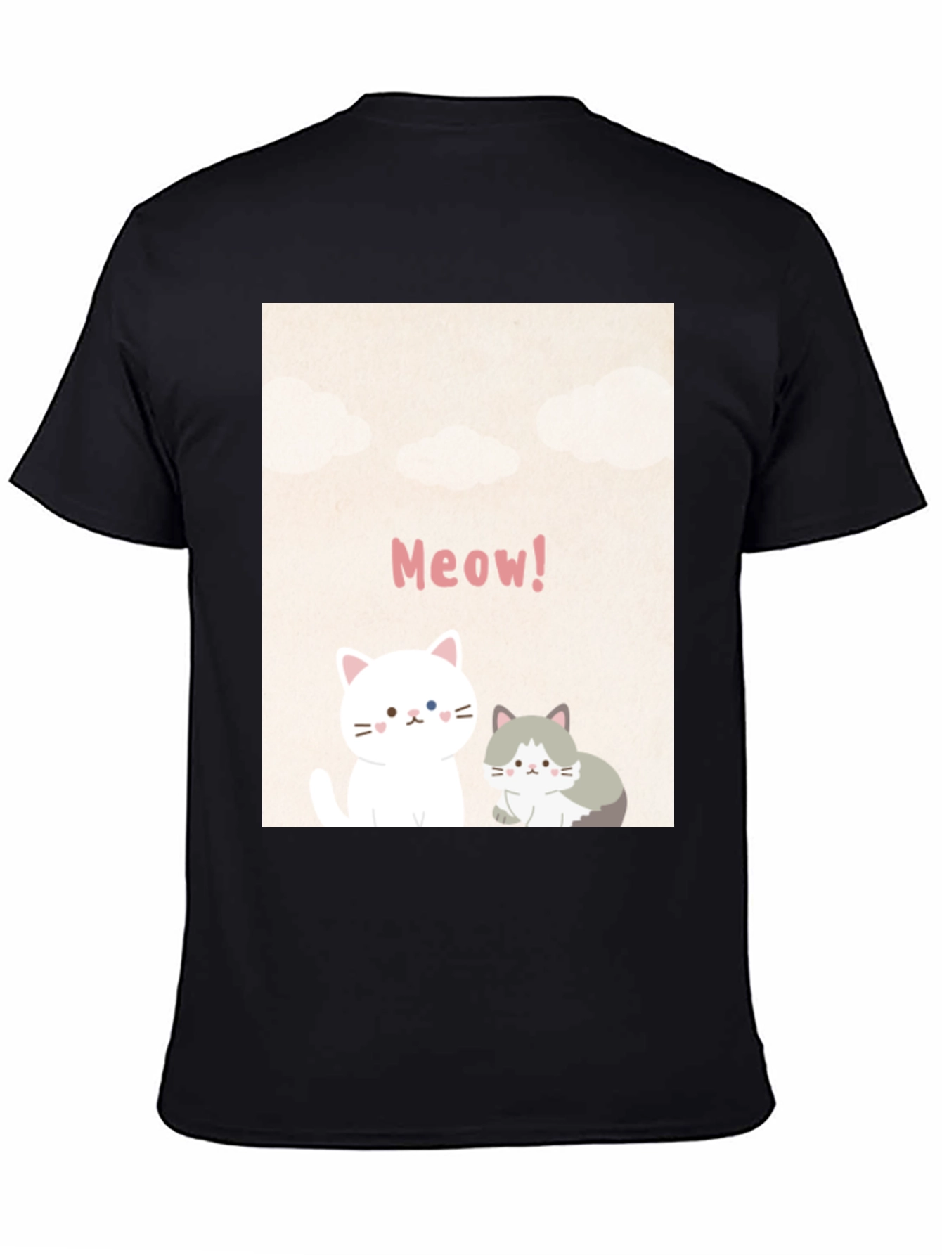 Cute Cartoon Cats Meow! Black T-Shirt