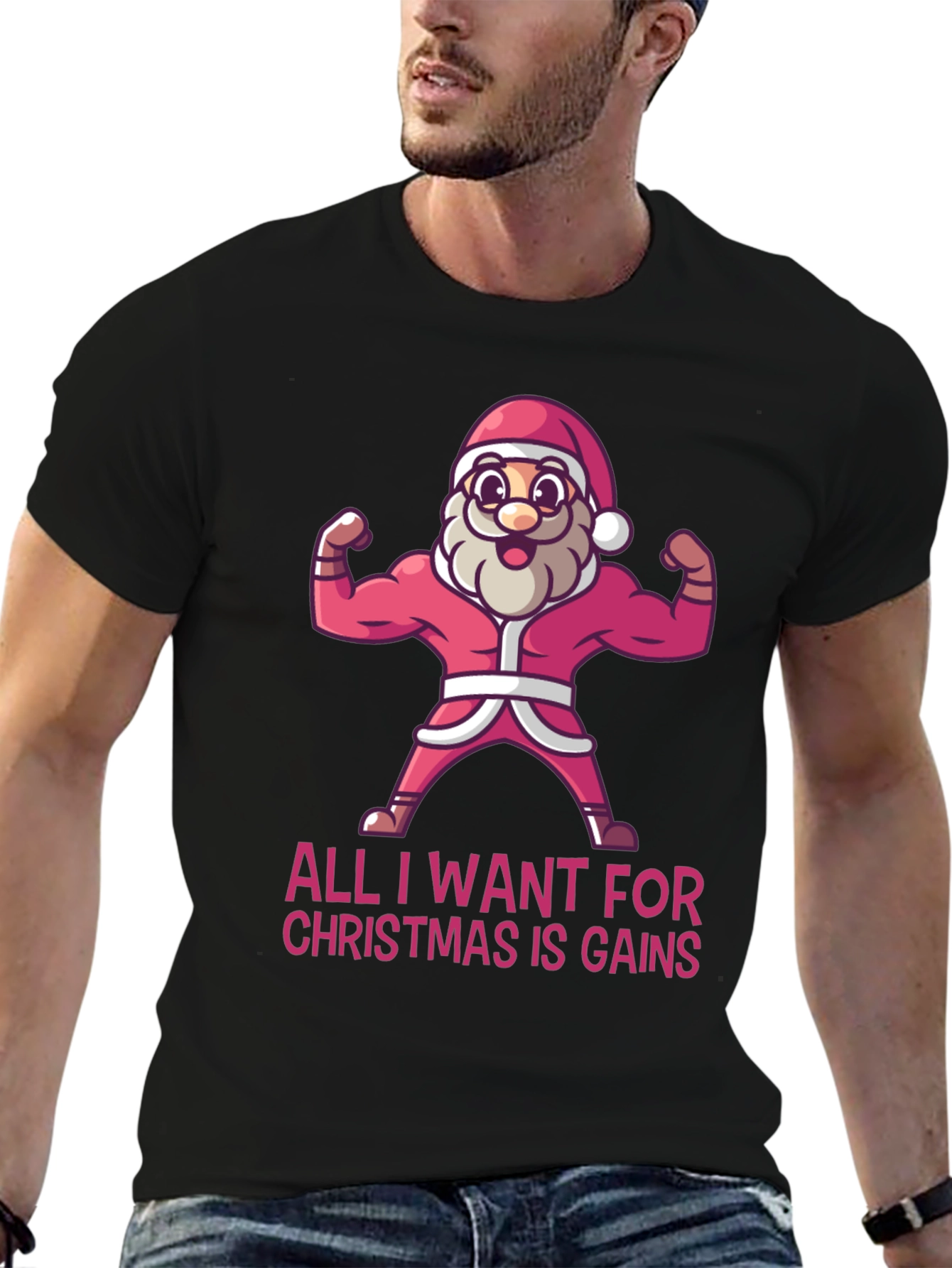 Funny Santa Gains Christmas T-Shirt