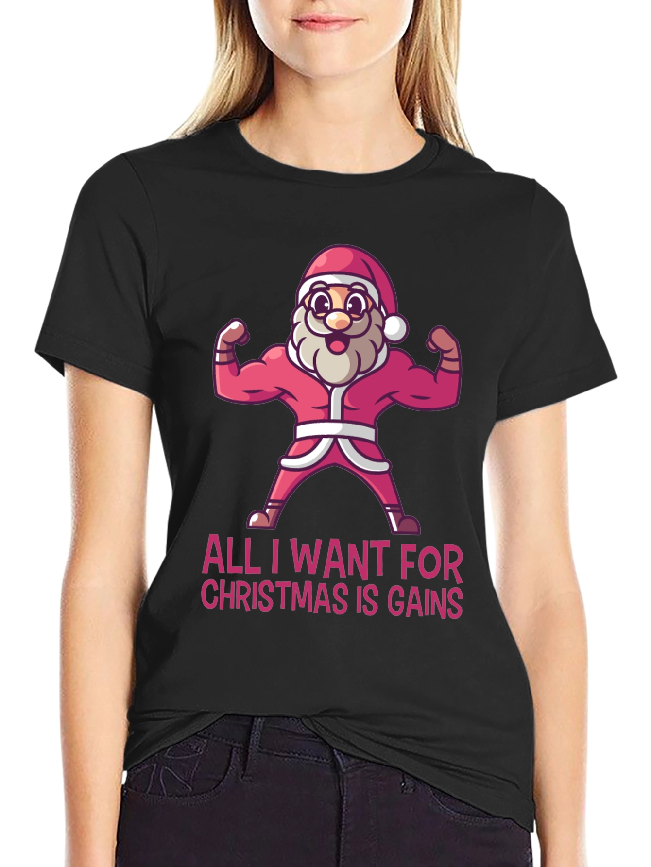 Funny Santa Gains Christmas T-Shirt