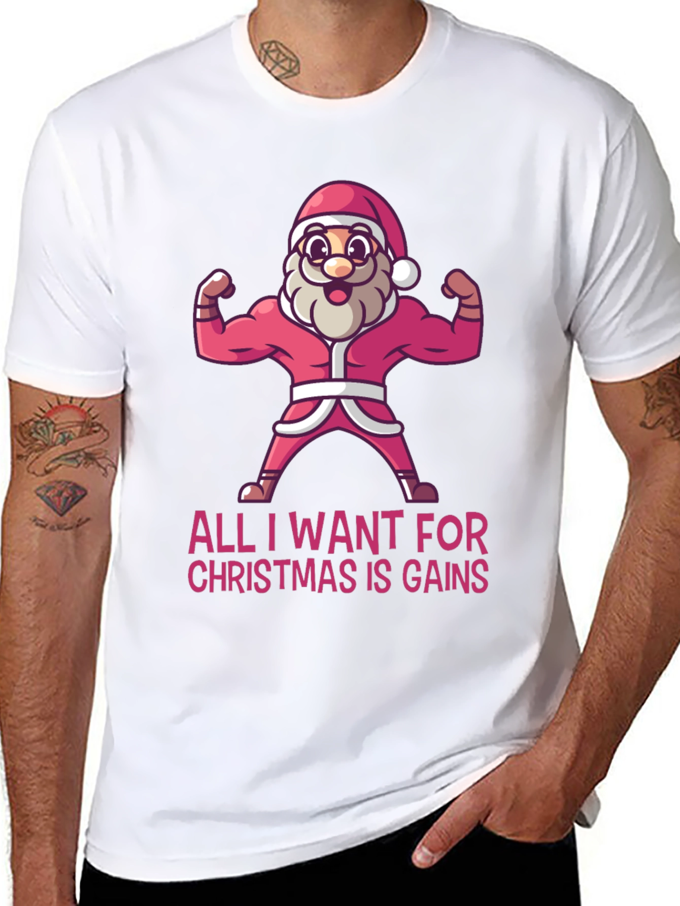 Funny Santa Gains Christmas T-Shirt