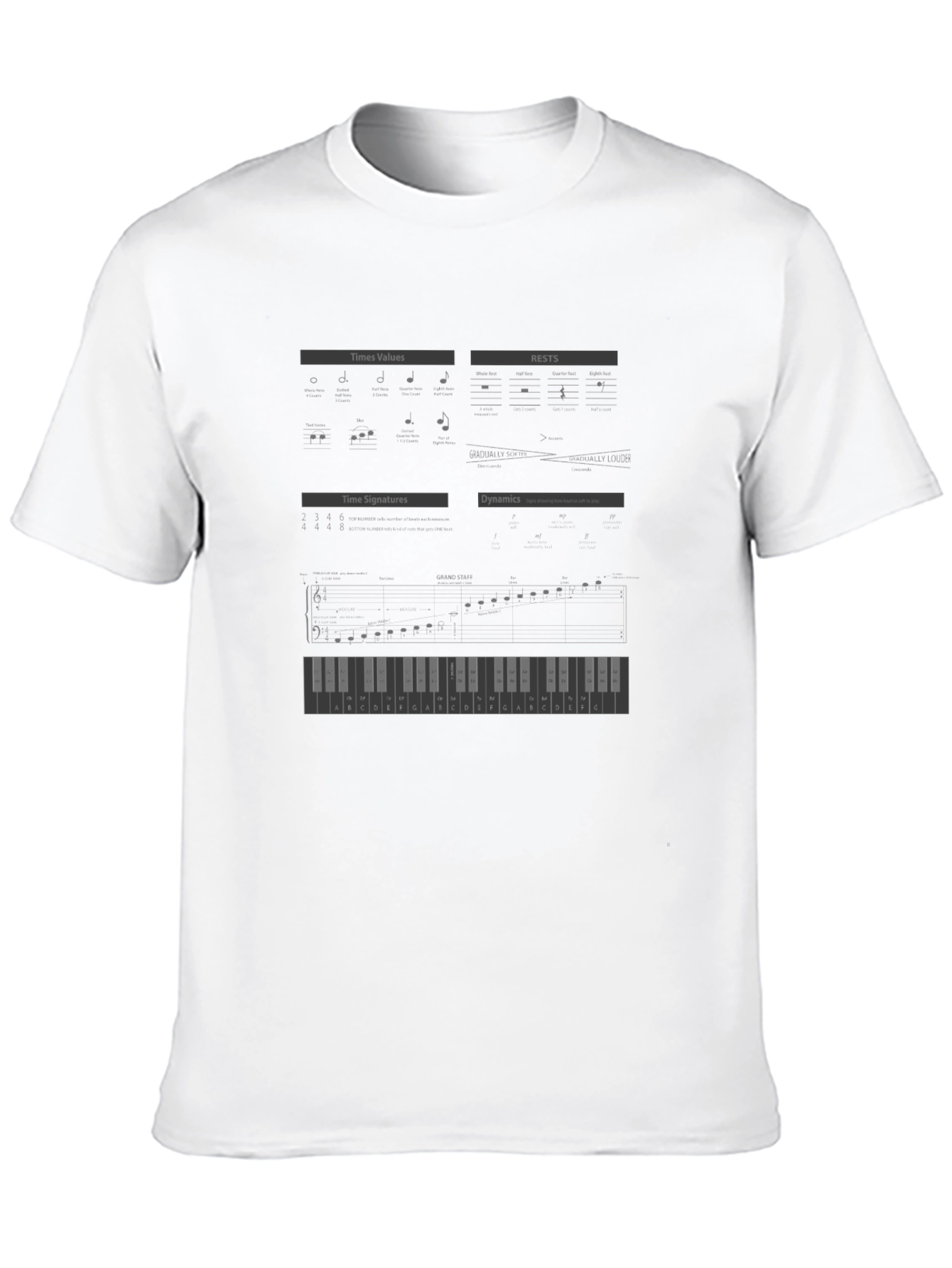 Music Theory Mens Black Graphic T-Shirt