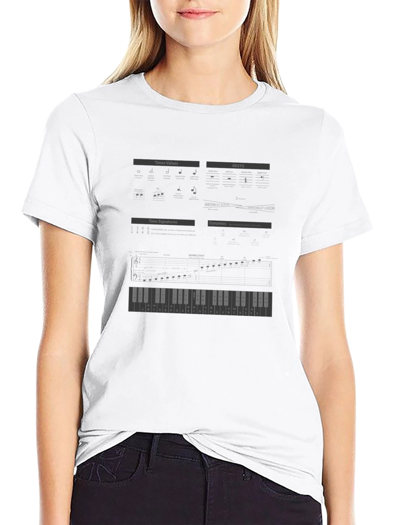 Music Theory Mens Black Graphic T-Shirt