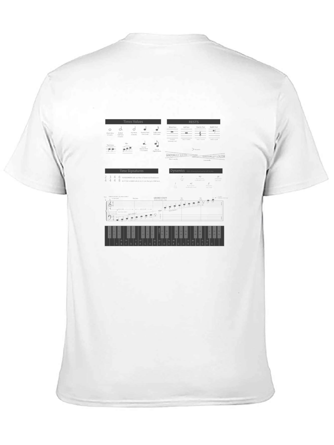 Music Theory Mens Black Graphic T-Shirt