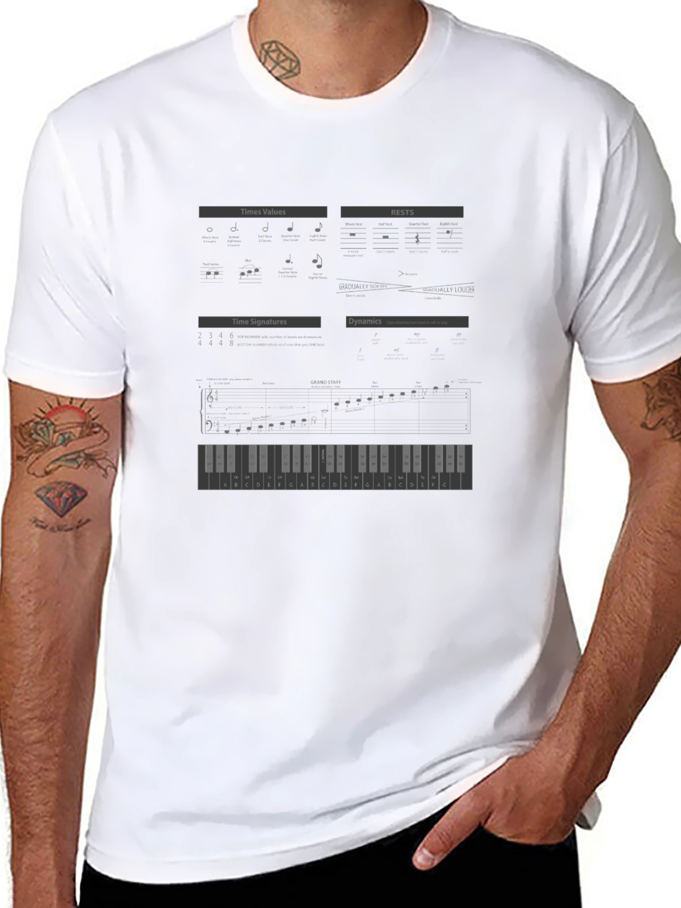 Music Theory Mens Black Graphic T-Shirt