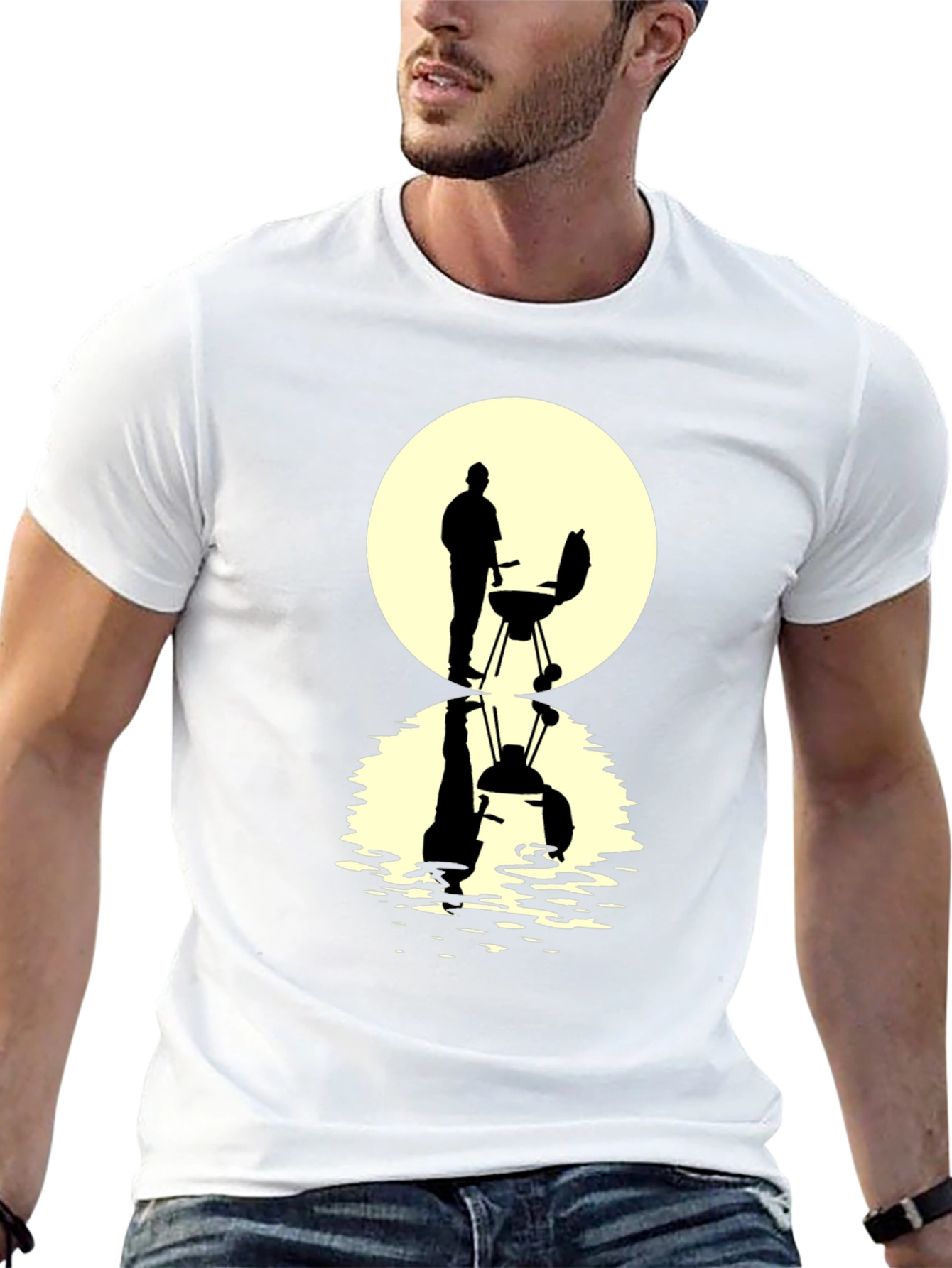 BBQ Silhouette Graphic Tee - Black Casual T-Shirt