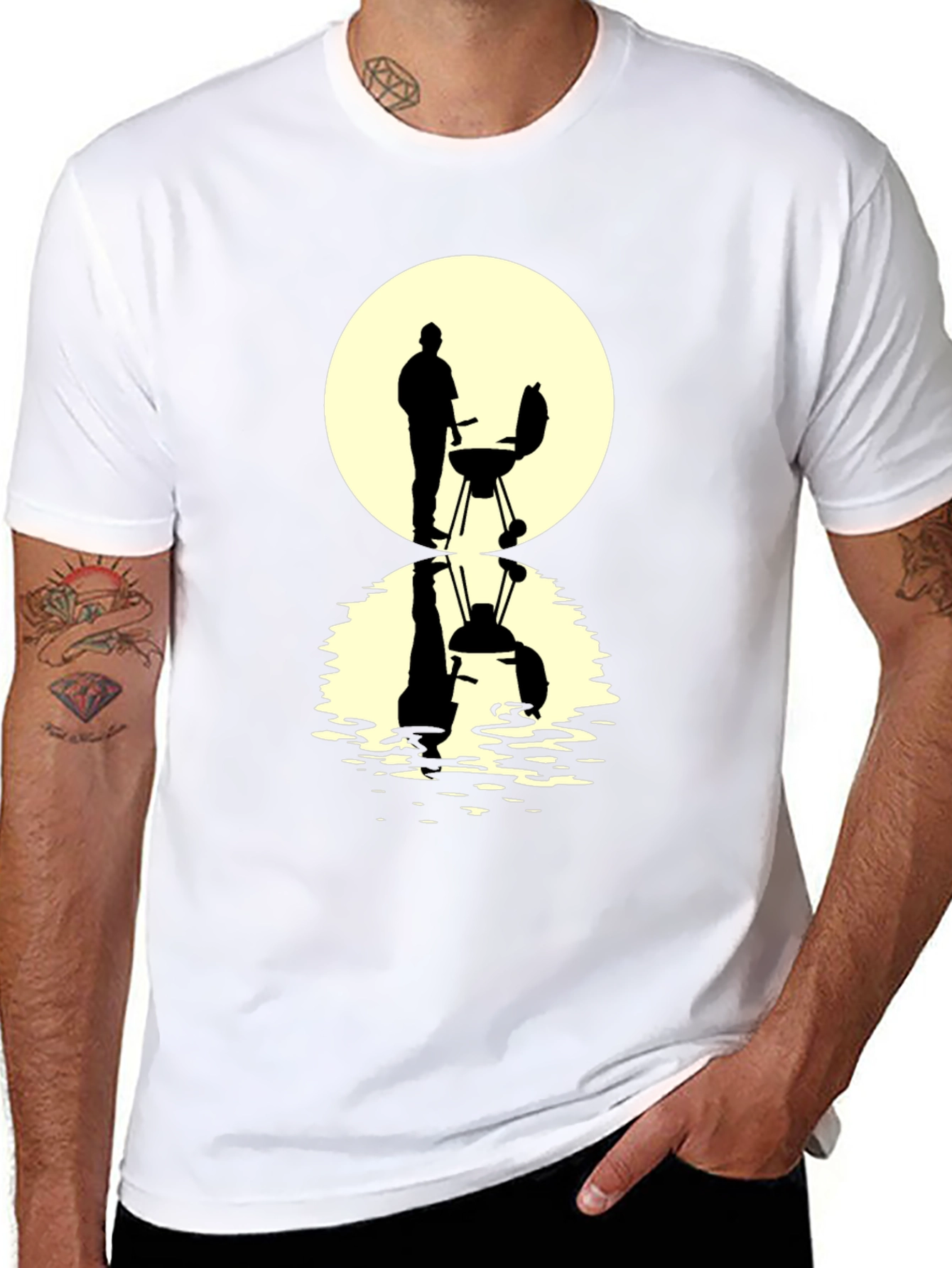 BBQ Silhouette Graphic Tee - Black Casual T-Shirt