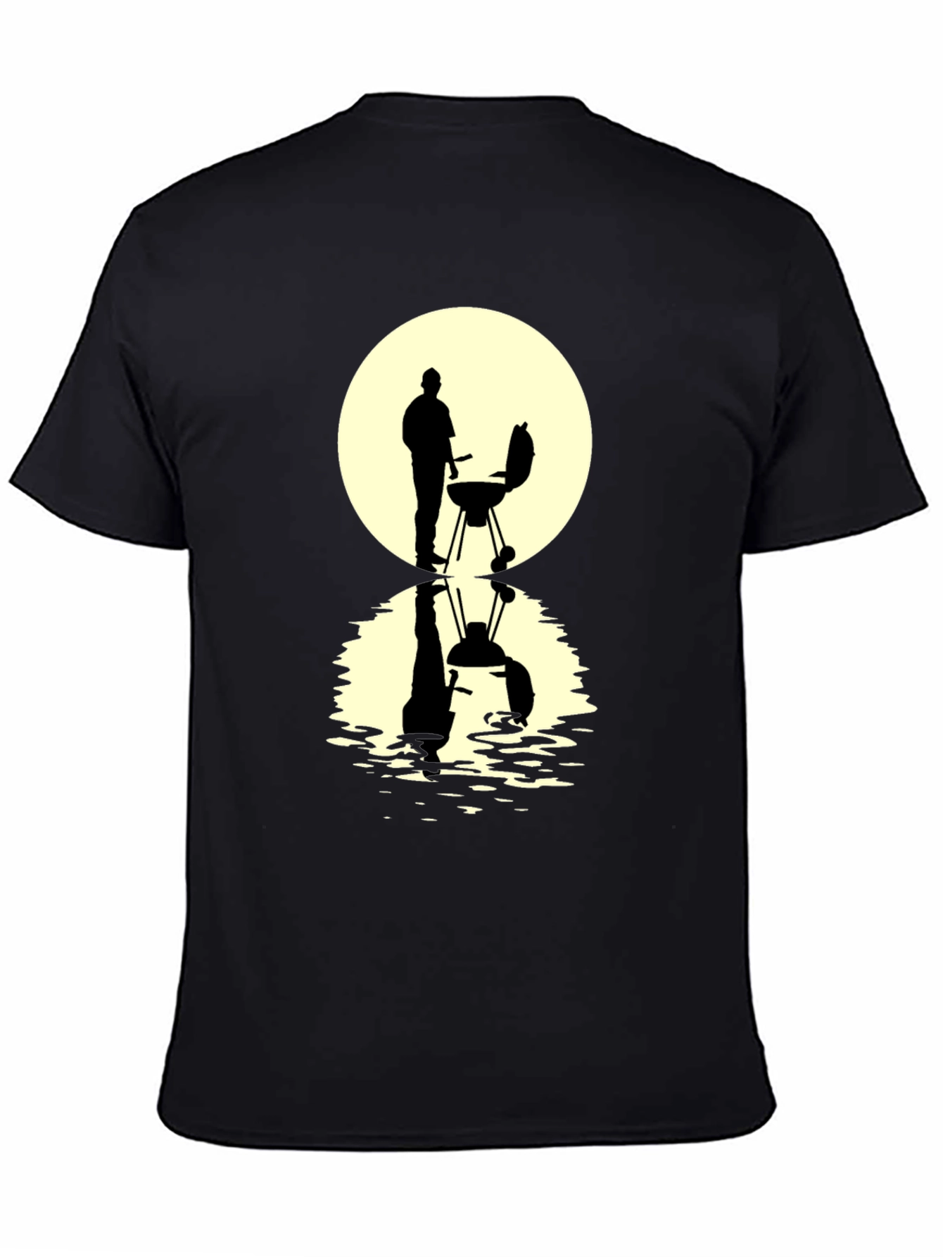 BBQ Silhouette Graphic Tee - Black Casual T-Shirt