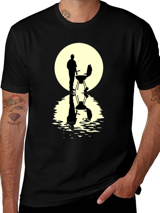 BBQ Silhouette Graphic Tee - Black Casual T-Shirt