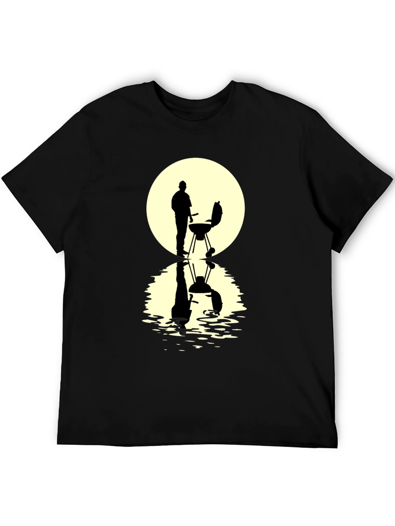BBQ Silhouette Graphic Tee - Black Casual T-Shirt