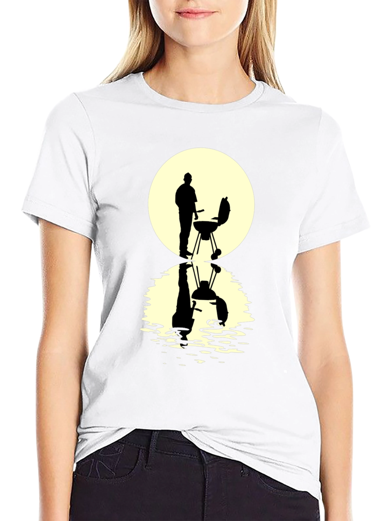 BBQ Silhouette Graphic Tee - Black Casual T-Shirt