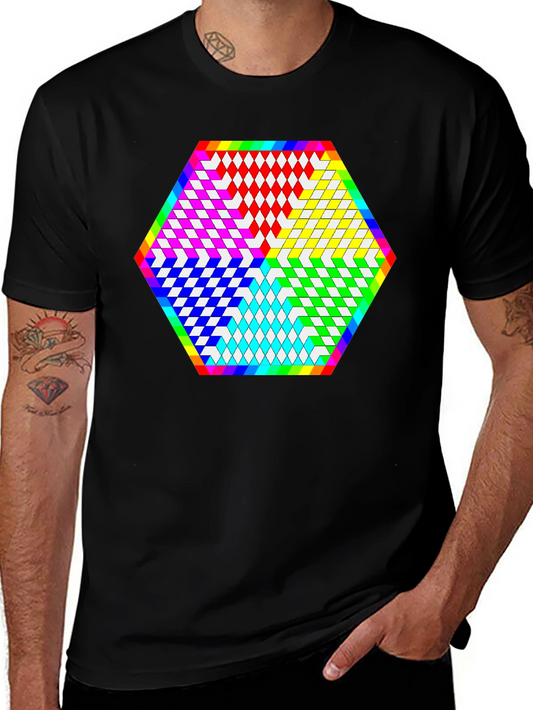Geometric Diamond Pattern Tee - Black
