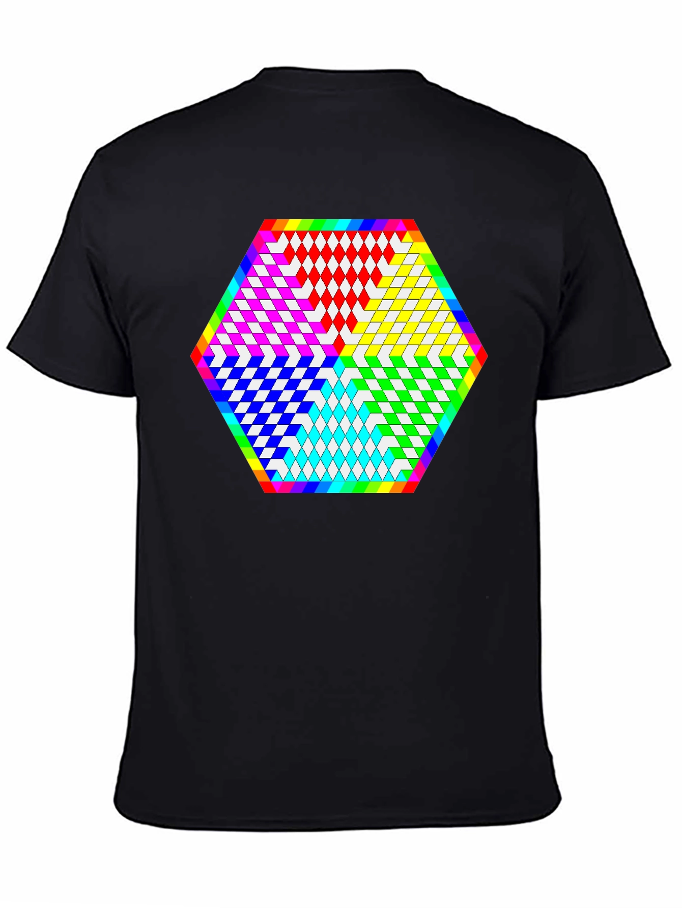 Geometric Diamond Pattern Tee - Black