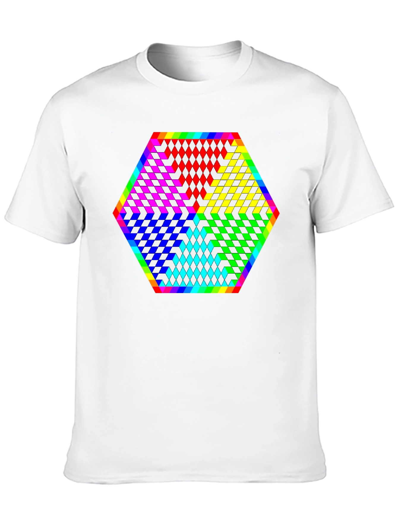 Geometric Diamond Pattern Tee - Black