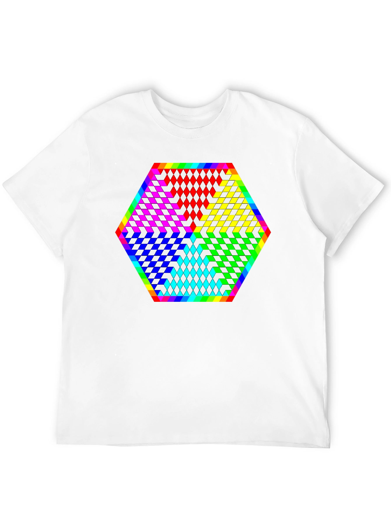 Geometric Diamond Pattern Tee - Black